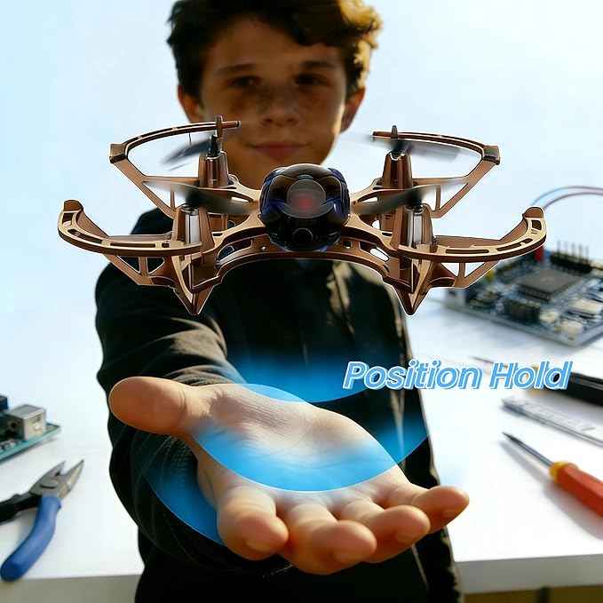 DIY Mini Wooden RC Drone Kits - Hands-On Building Set for Teens 14+, Educational Science Toy with Headless Mode & Altitude Hold, Beginner-Friendly Quadcopter