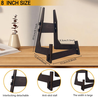 1 Pack 8 Inch Plate Stand, Wooden Display Stand Plate Stands for Display Decorative Picture Frame Stand, Easel Display Stand,Book Display Stand, Plate Holder Display Stand (8 Inch-1PCS)
