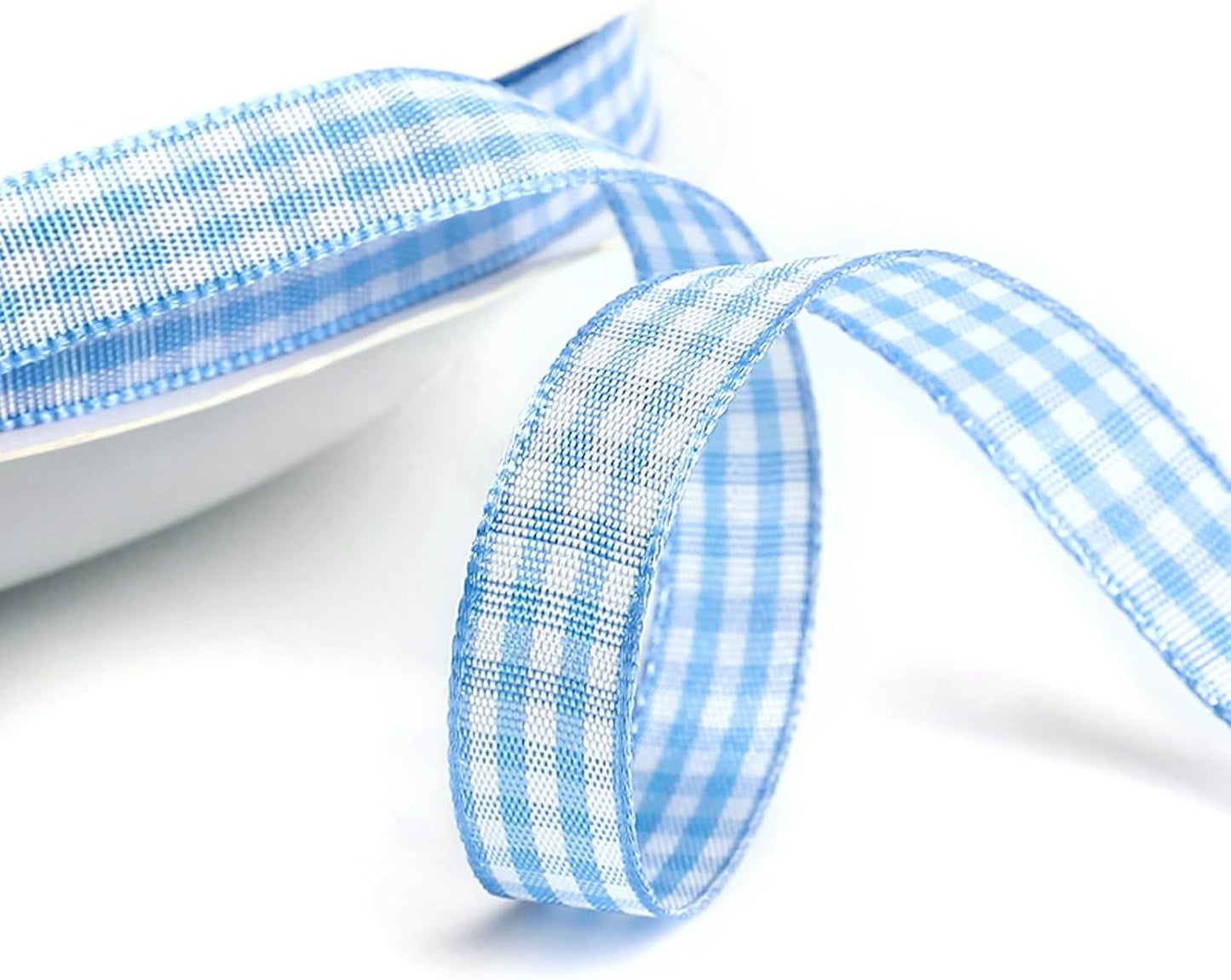 Classic Gingham Checkered Ribbon, Assorted Colors Premium Polyster Plaid Checkered Craft Ribbon for Gift Wrapping, DIY Projects, Hair Bows,Scrapbooking & Party Decor (Light Blue, 3/8x50Yd) - Crafty Corner