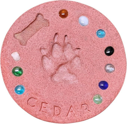 DIY Paw Print Kit for Pets, Personalized Memorial Stepping Stones for Gifts and Pets, Pet Garden Stone (10 Inch, Red)