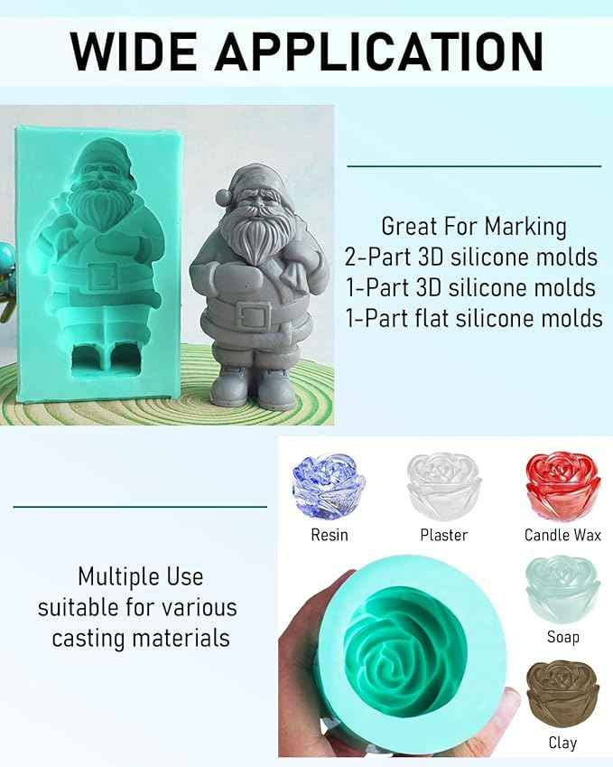 Nicpro 80 oz Silicone Mold Making Kit 20A, Platinum Liquid Silicone Rubber for Mold Maker, Jade Green Flexible & Food Safe Mix Ratio 1:1 for Casting 3D Resins Molds DIY with Gloves, Sticks & Cups
