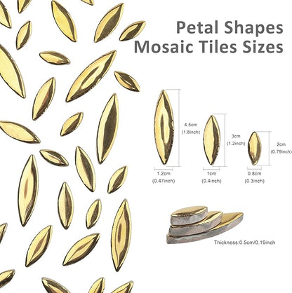 Artspac Petal Ceramic Mosaic Tiles for Crafts, 200g Golden Flower Tiles Mosaic Pieces for Christmas DIY Crafts, Holiday Mosaic Art & Garden Decor