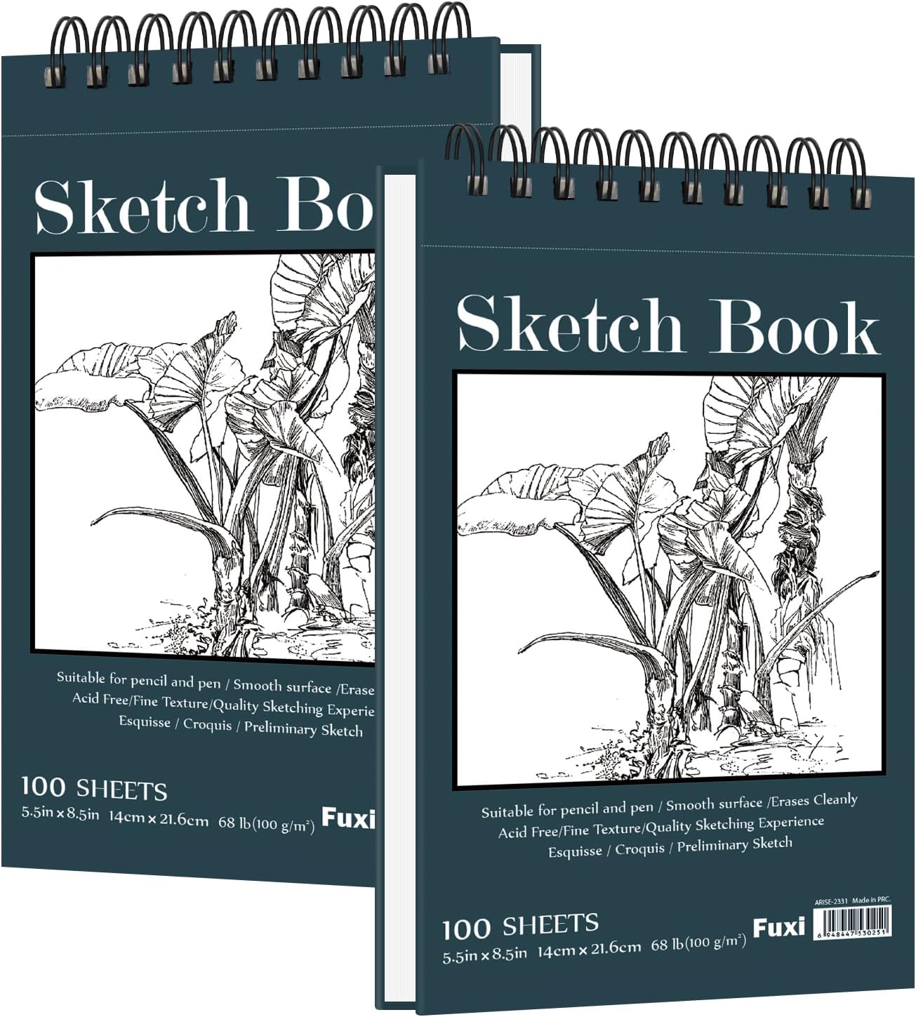 Small Sketchbook 5.5" x 8.5" - 2 Pack Top Spiral Mini Sketch Pad, Small Sketch Book Hard Cover, 100 Sheets Each 68lb/100gsm - Mini Drawing Paper for Kids, Portable Drawing Pad for Beginners & Artists. - Crafty Corner