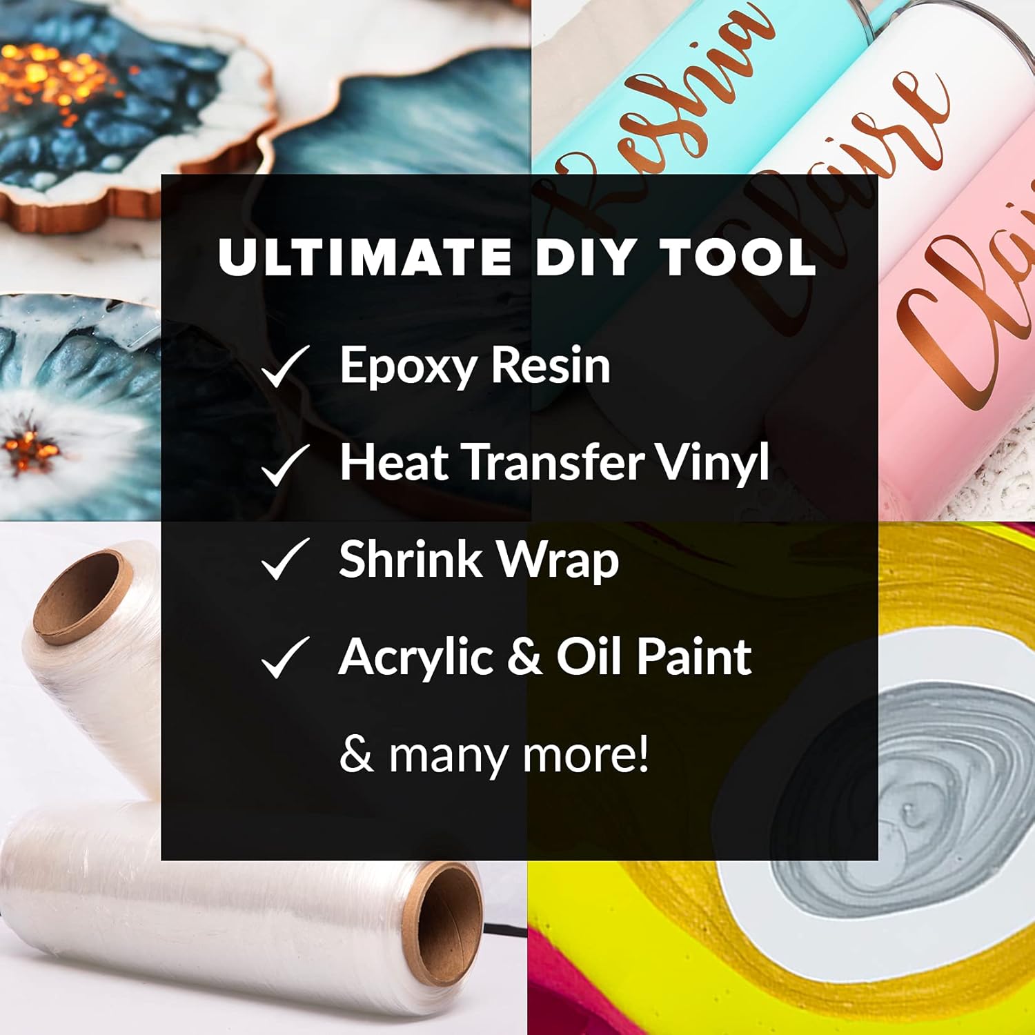 Craft Heat Gun for Crafts, 2-Speed 300W Mini Hot Air Torch Tool for Resin, Polymer Clay, Candle Making, Shrink Wrapping, Embossing, Epoxy Painting, Tumblers, and Bubble Busting in Art Projects - Crafty Corner