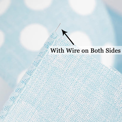 MEEDEE Blue Burlap Ribbon 2.5 Inch with White Polka Dot Blue White Wired Ribbon for Baby Boy Wreaths and Showers, 10 Yards - Crafty Corner