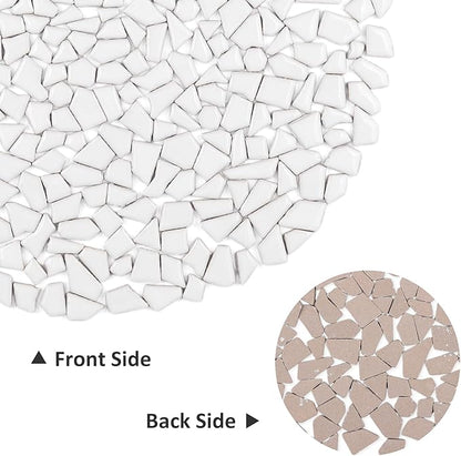 Artspac Ceramic Mosaic Tiles for Crafts Bulk, 454g White Irregular Mosaic Tiles for Mosaic Craft Supplies, Garden Art Decor