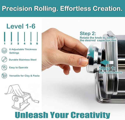 Electric Polymer Clay Roller Machine, Dual Mode Clay Press Machine with 6 Thickness Settings, 60W Motor, Includes 8 Embossing Tools & Clay Tools for Polymer Clay Earring Making