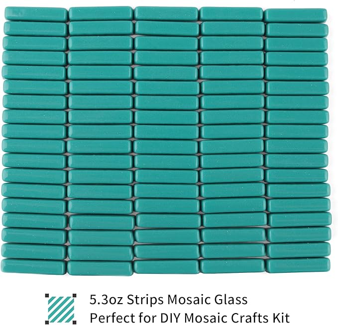 Youway Style Strips Mosaic Tiles for Crafts Bulk,150g Teeal Mosaic Glass Pieces for Crafts DIY Mosaic Art Decor,Mosaic Kit Supplies
