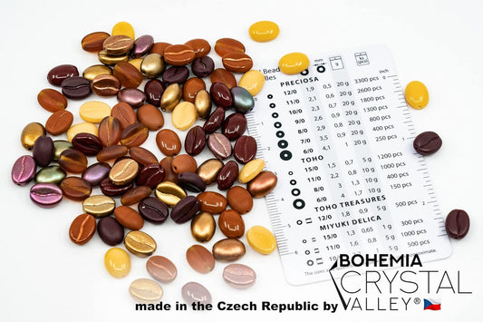 40+ Glass Coffee Bean Beads (0.9oz=25g) Czech Republic, 0.43 inch (11mm) Mix for Jewelry Making Decorations