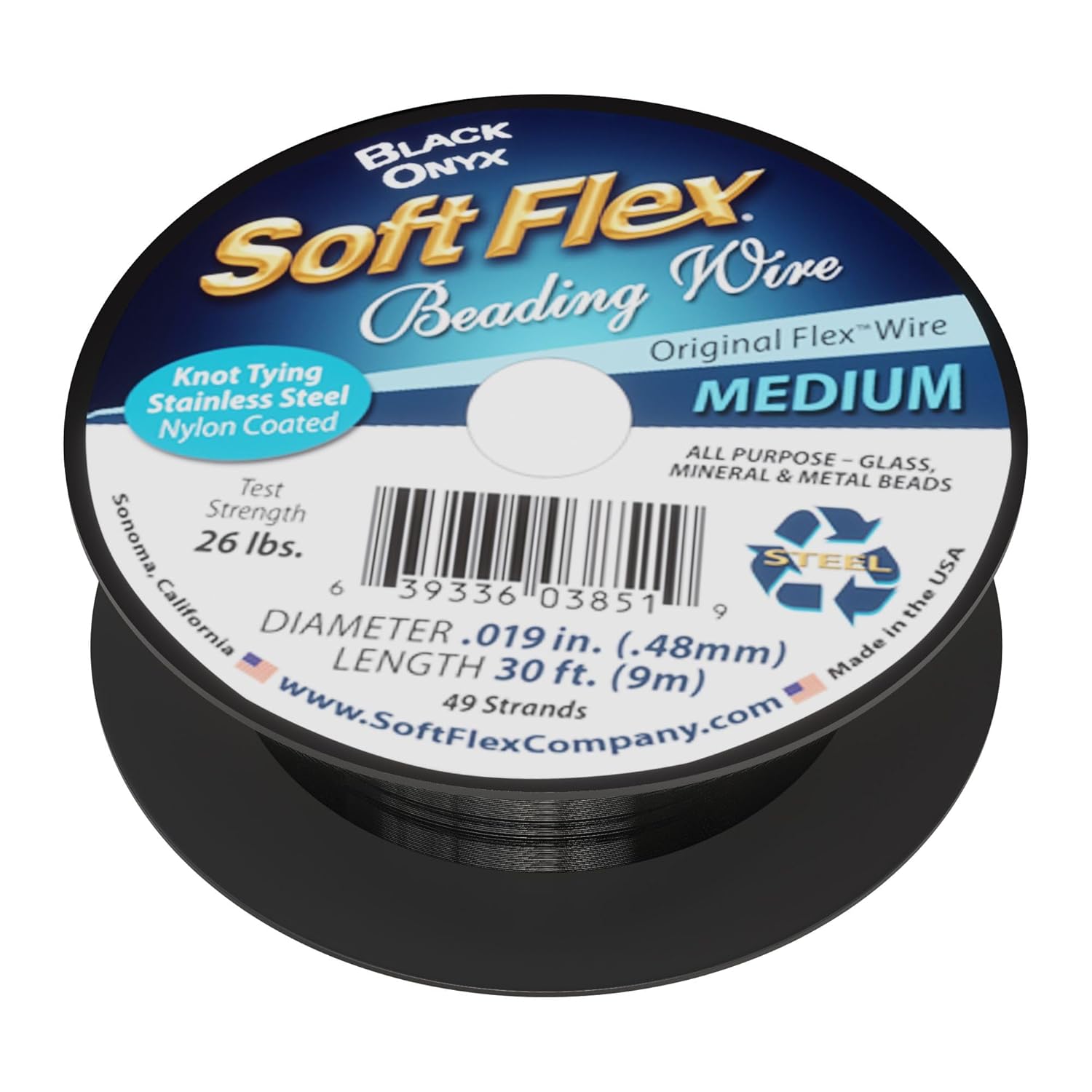 Soft Flex 49 Strand Beading Wire - Medium 0.19 Diameter - 30 Feet Nylon Design Wire - Crafty Corner