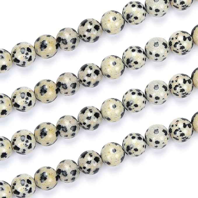 70pcs Adabele Natural Dalmatian Jasper Healing Gemstone 10mm (0.39 inch) Round Loose Beads Gem Stone Spacer for Craft Jewelry Making GF17-10