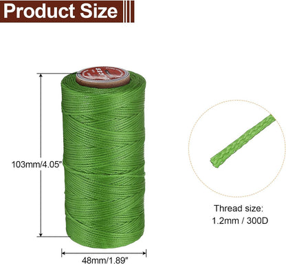 uxcell Flat Leather Sewing Waxed Thread, 140m / 153 Yards Polyester Wax String, 300D Wax Stitching Cord for Leather Crafts, Bookbinding, Bracelets Braided, Light Green