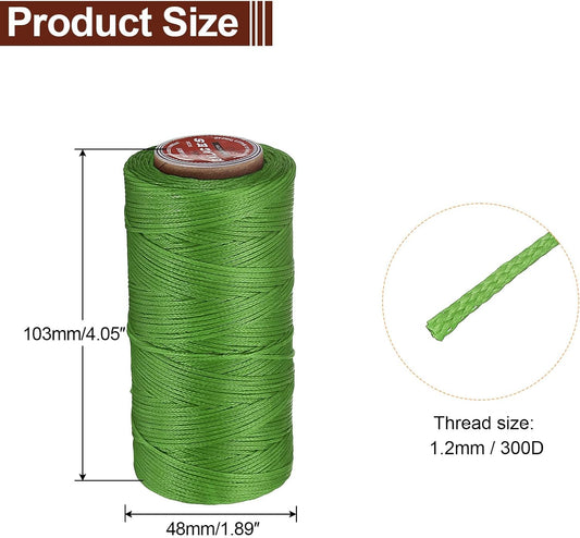 uxcell Flat Leather Sewing Waxed Thread, 140m / 153 Yards Polyester Wax String, 300D Wax Stitching Cord for Leather Crafts, Bookbinding, Bracelets Braided, Light Green
