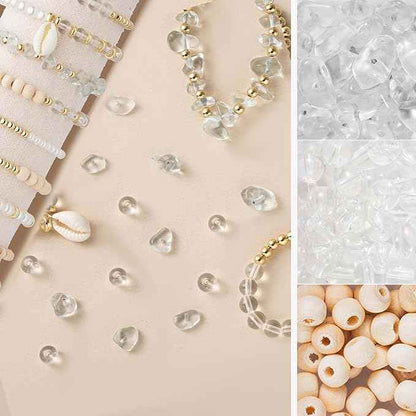 Xylise Jewelry Making Supplies Kit Natural Stone Beads for Irregular Natural Stone with for DIY Craft Bracelet Necklace Earrings for Adults (Transparent)