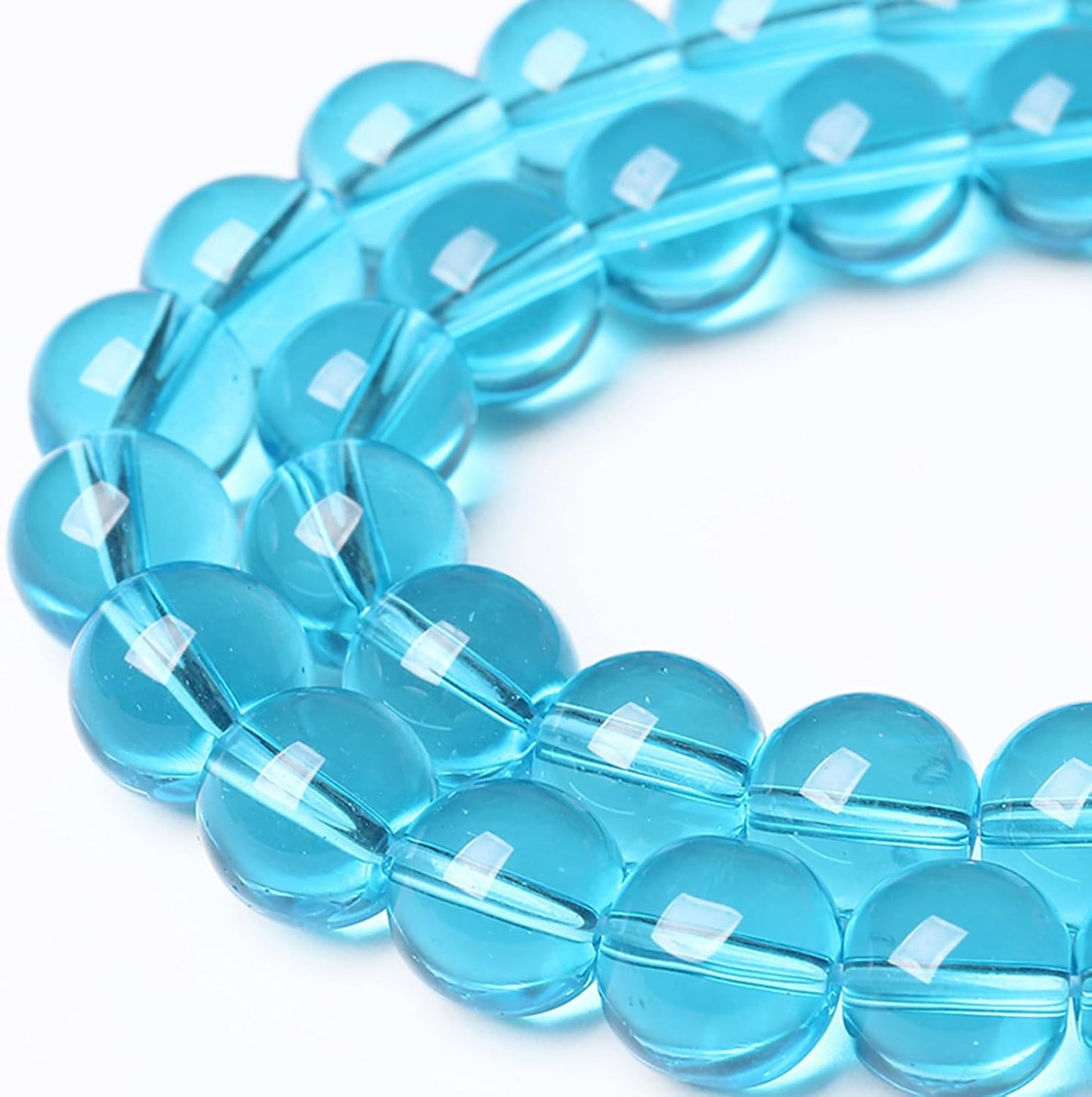 4MM Lake Blue Glass Beads Natural Gemstone Round Loose Stone Beads for Jewelry and Bracelets Making 180pcs 2 Strands 32"