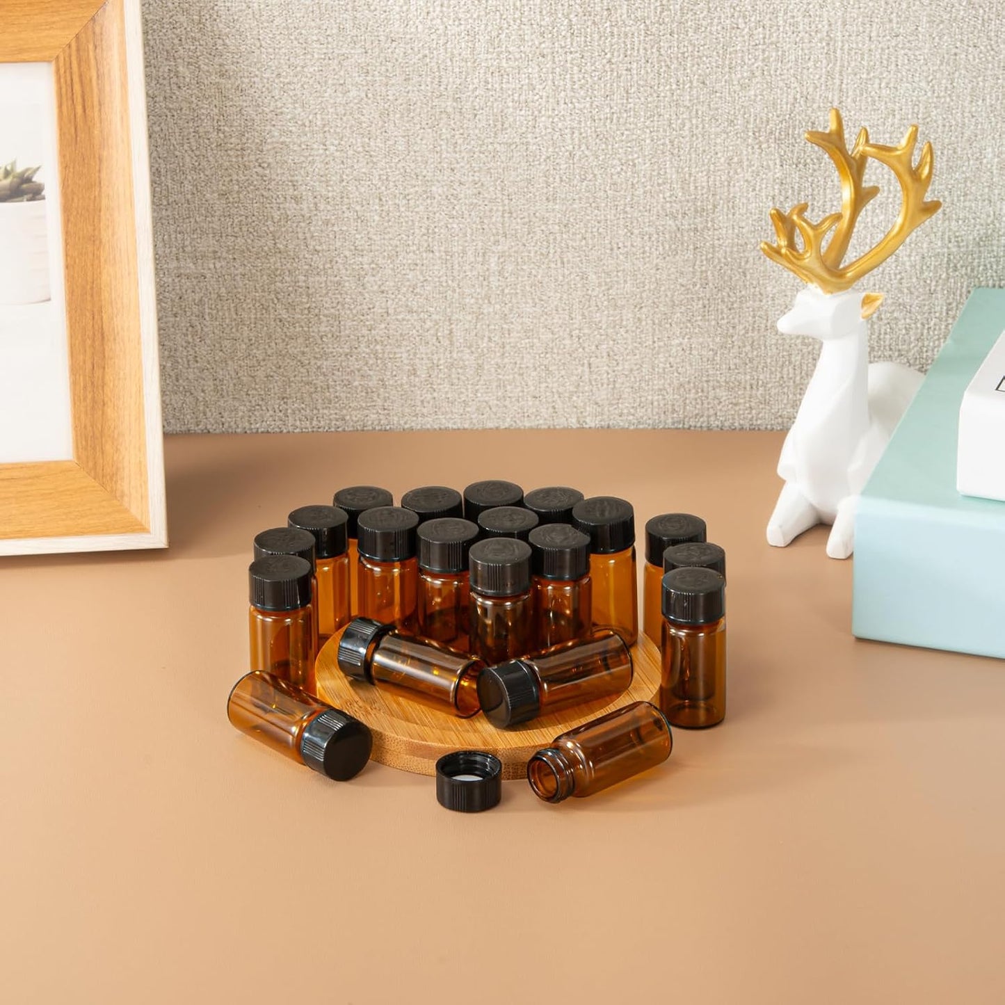 5ml Amber Small Glass Vials 100pcs with Screw Caps(100pcs)