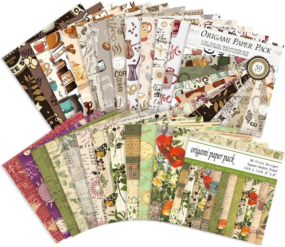 Origami Paper Kit Dobule Sided 100 Sheets 100 Colors 6 Inch Japanese Chiyo Square Easy Fold Arts Crafts DIY Handwork Origami Papers Beginner Coffee Newspapers - Crafty Corner