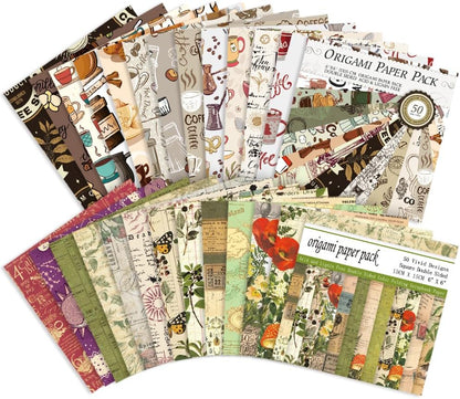 Origami Paper Kit Dobule Sided 100 Sheets 100 Colors 6 Inch Japanese Chiyo Square Easy Fold Arts Crafts DIY Handwork Origami Papers Beginner Coffee Newspapers - Crafty Corner