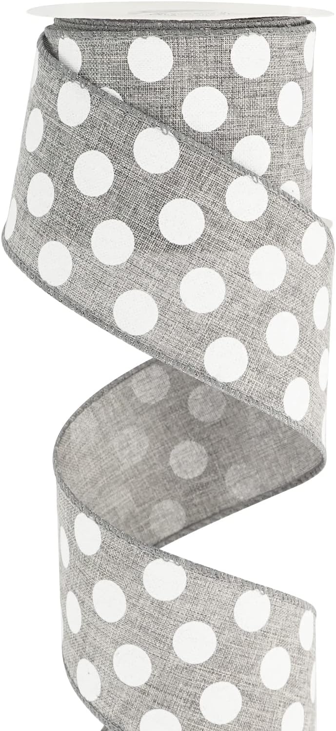 MEEDEE Polka Dots Burlap Ribbon - 2.5 Inch Wired Ribbon for Baby Shower, Farmhouse Decor, Elephant Wreath, Cakes - 10 Yards - Crafty Corner