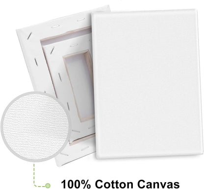 4 Packs Stretched Canvases for Painting with 3x5in,5x7in,8x10in,10x12in, Primed Canvas,Blank Painting Canvas for Oil & Acrylic Paint.