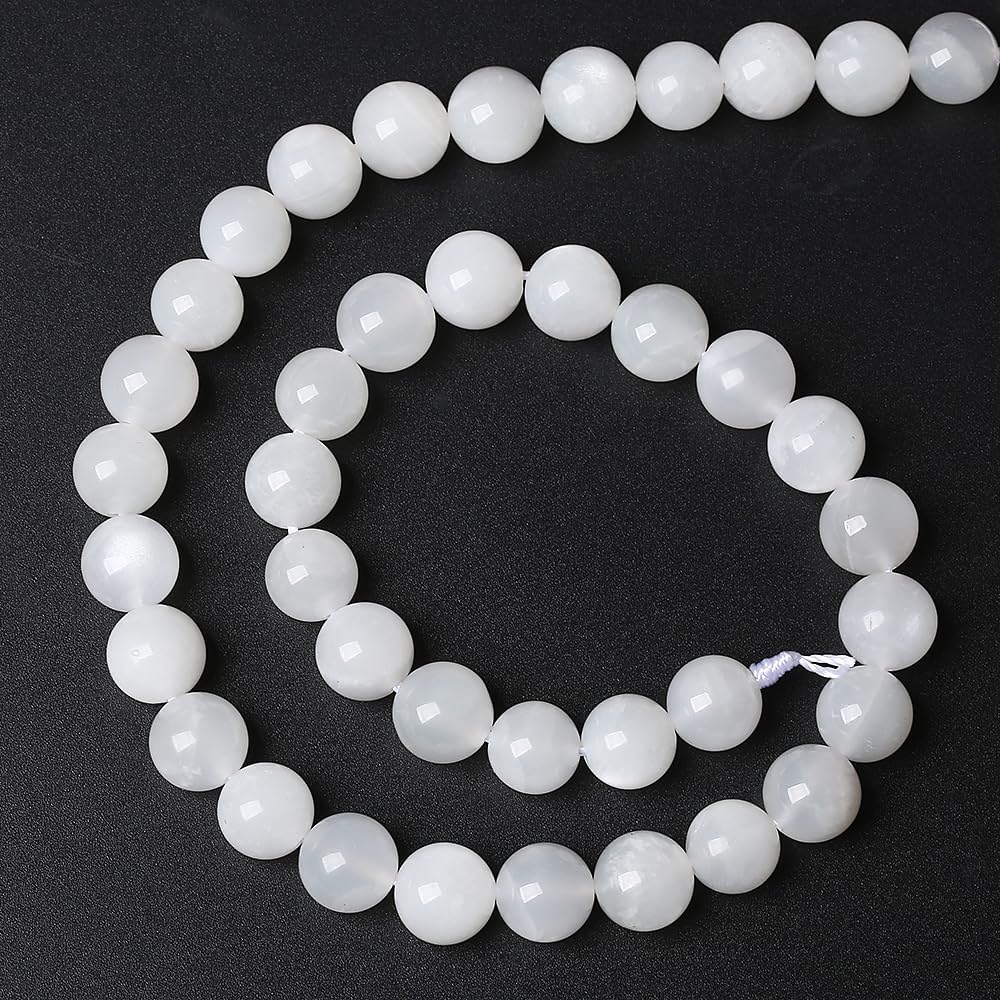 88pcs 4mm Natural White Moonstone Beads AAA Gemstone Round Loose Beads for Jewelry Making DIY Bracelets Necklaces Crystal Energy Healing Stone Beads 15" (4mm, White Moonstone)