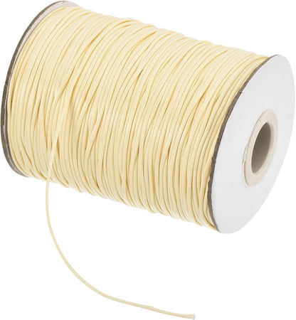 MECCANIXITY Waxed Cord 0.8mm Waxed Polyester Cord 175 Yard Wax String for Bracelet Making,Necklaces, Beading,Jewelry Making and DIY Crafts(Beige)
