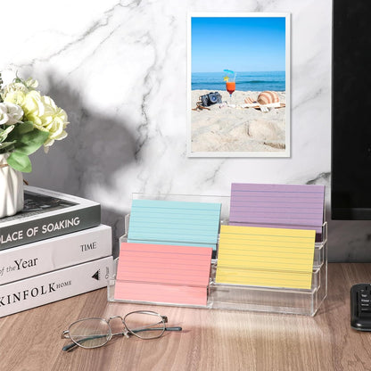 4 Tier Index Card Display Stand 3x5 Acrylic Card Holder for Desk File Note 8 Pockets Clear Postcard Stand Index Card Rack Acrylic Business Card Stand for Office Classroom 10.8 X 4 X 5.1 No Index Card