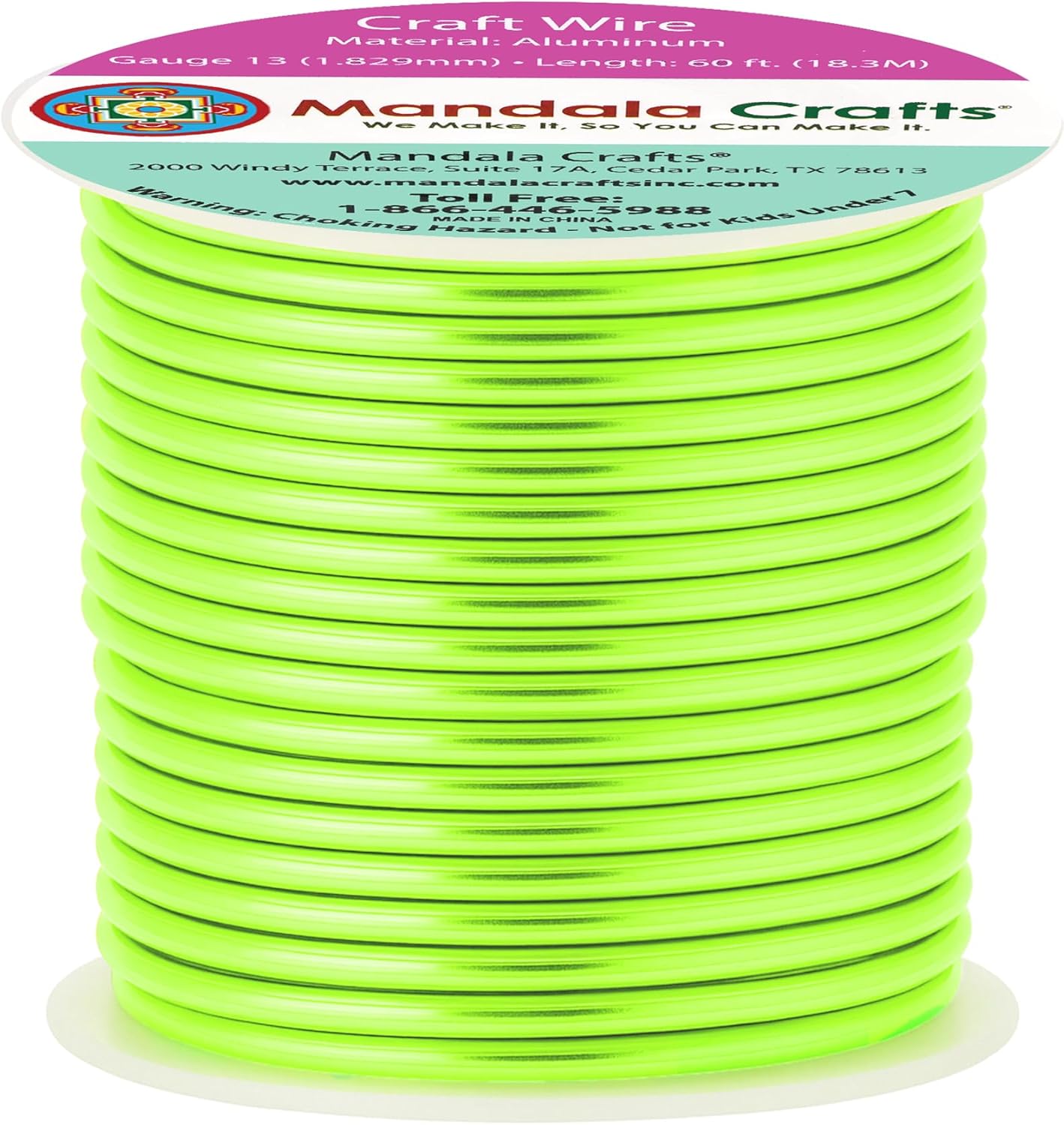 Mandala Crafts 13 Gauge Anodized Aluminum Craft Wire for Jewelry Making - 60 FT Colored Flexible Light Green Wire - Bendable for Bonsai Armature Crafting Sculpting - Crafty Corner