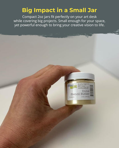 The Crafter's Workshop Stencil Butter - Coastal Acrylic Paint Set - Boutique Metallic Texture Paste for Art, Canvas, Journals, & Cards - 4 x 2oz Jars