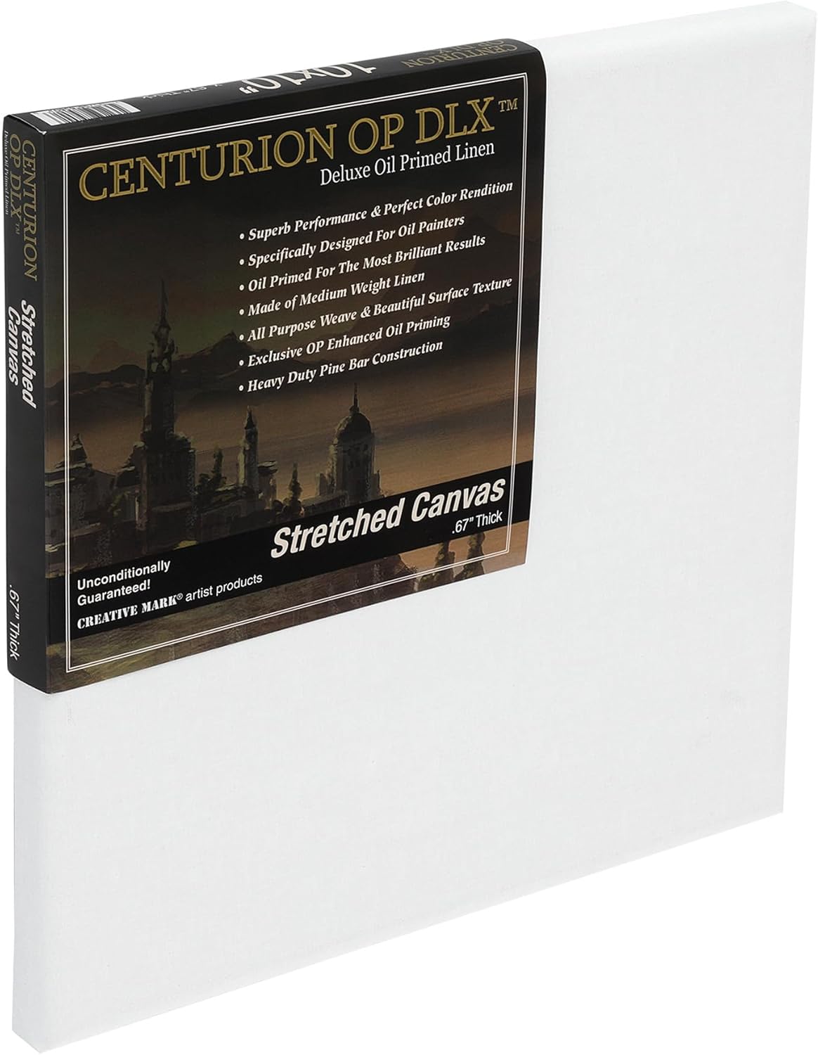 Centurion Deluxe Professional Oil Primed Linen Stretched Canvas, 11oz Linen, 36x36 - Box of 6, 0.67" Deep Canvases, Kiln-Dried Stretchers, Back Stapled, Premium Medium Weight Canvas for Oil Paintings