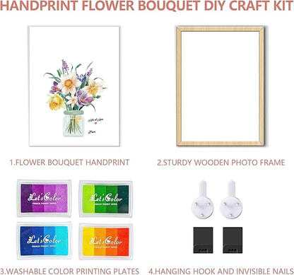 HiFulerr Unique Grandma Gifts - Handprint Flower Crafts from Kids, Wall Decorations & Custom Valentines Day Gifts for Mom Mother Parents from Daughter, Personalized Birthday Gift for Grandma Nana abuela