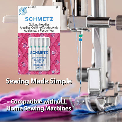 SCHMETZ Quilting Needles - Size 90/14, 5-Needle Cards, Pack of 1