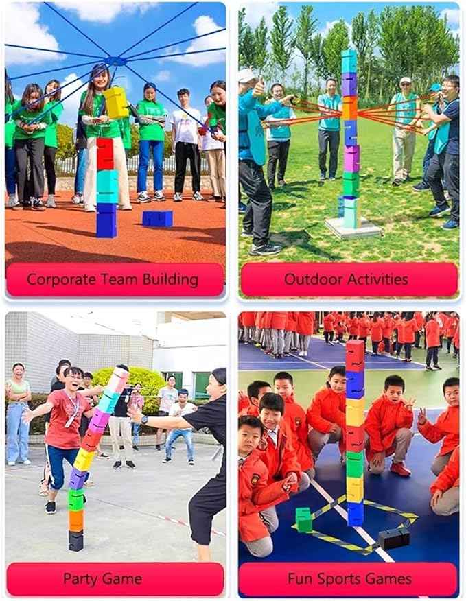 Team Building Games for Work, Weatherproof Team Tower Game Kit for Backyard Parties & Office Icebreakers(Yellow,8PCS)