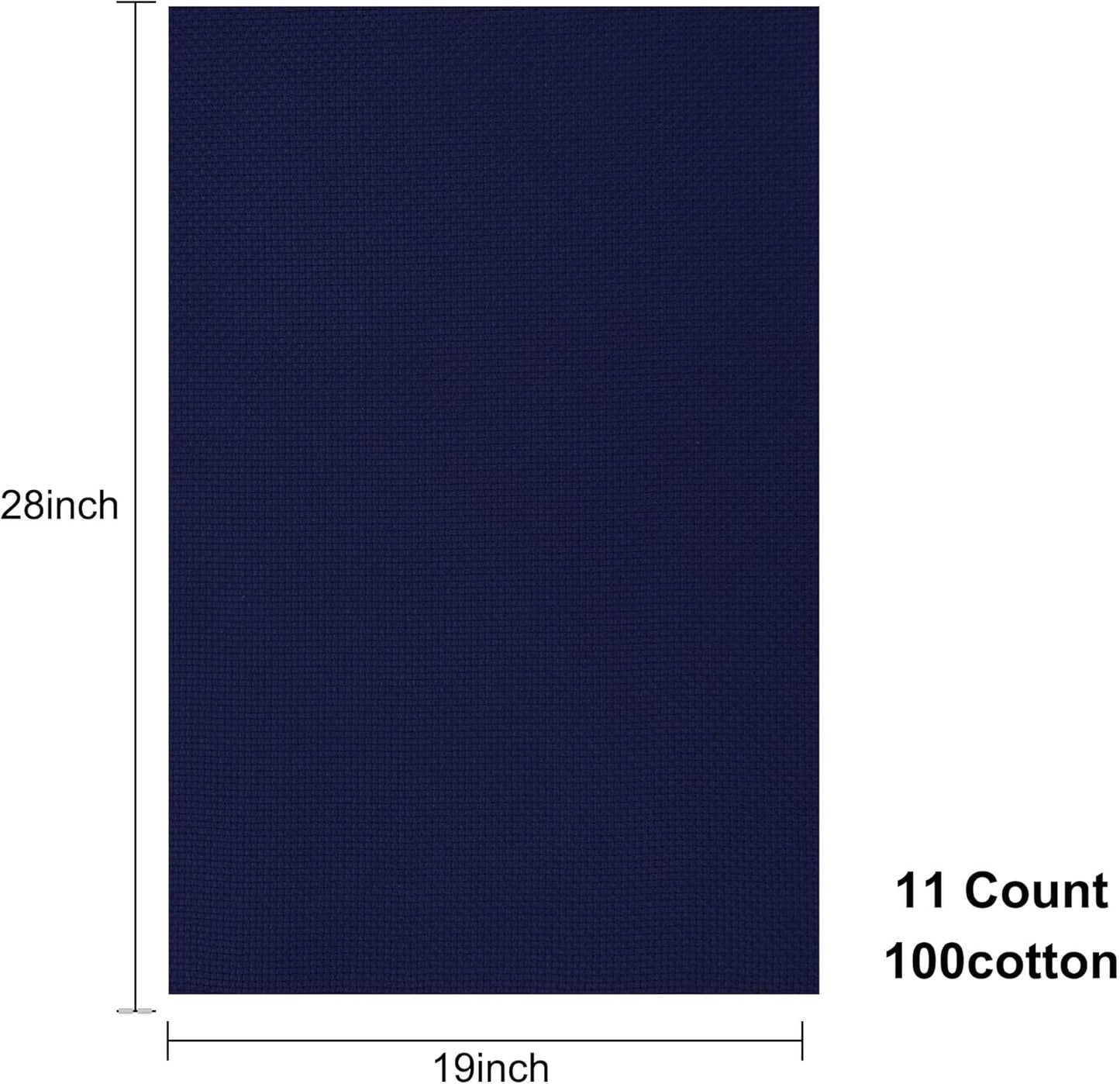Aida Cloth 11 Count Cross Stitch Fabric,19×28inch (11CT,Navy)