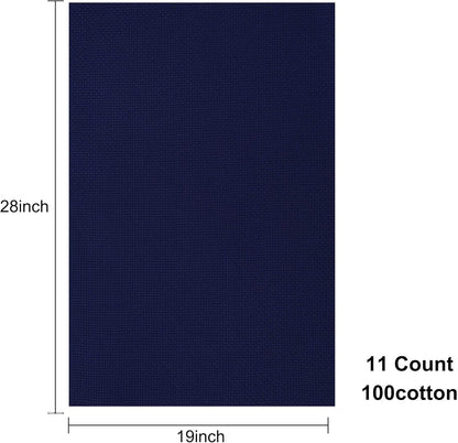 Aida Cloth 11 Count Cross Stitch Fabric,19×28inch (11CT,Navy)