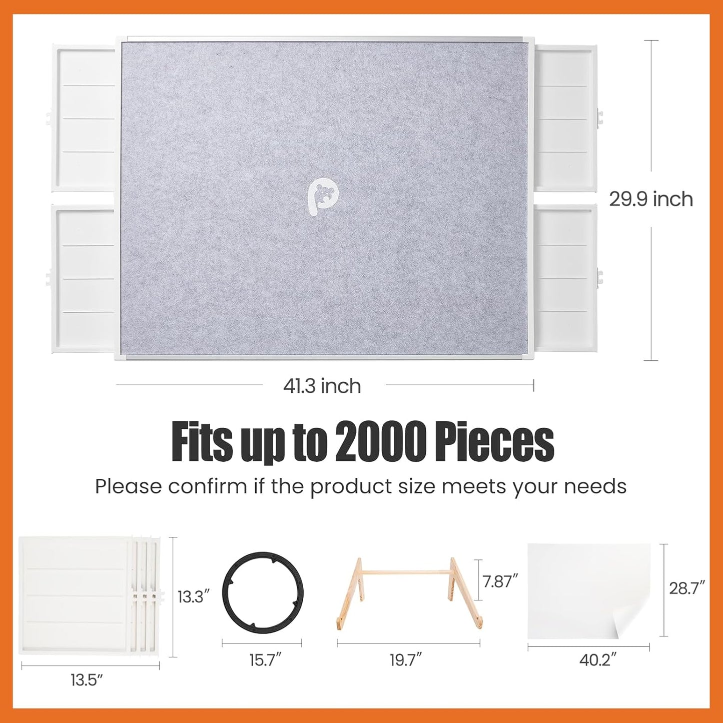 Rotating Puzzle Board with Drawers and Cover, Dual-Sided Portable Jigsaw Puzzle Table,Tilt&Lazy Susan,Gift for mom Adults (Gray, 2000-piece)
