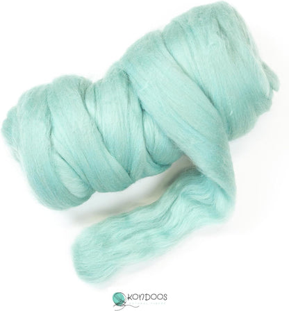 Colored Natural Wool roving, 8 OZ. Best Wool for Needle Felting, Wet Felting, handcrafts and Spinning. (Acqua)