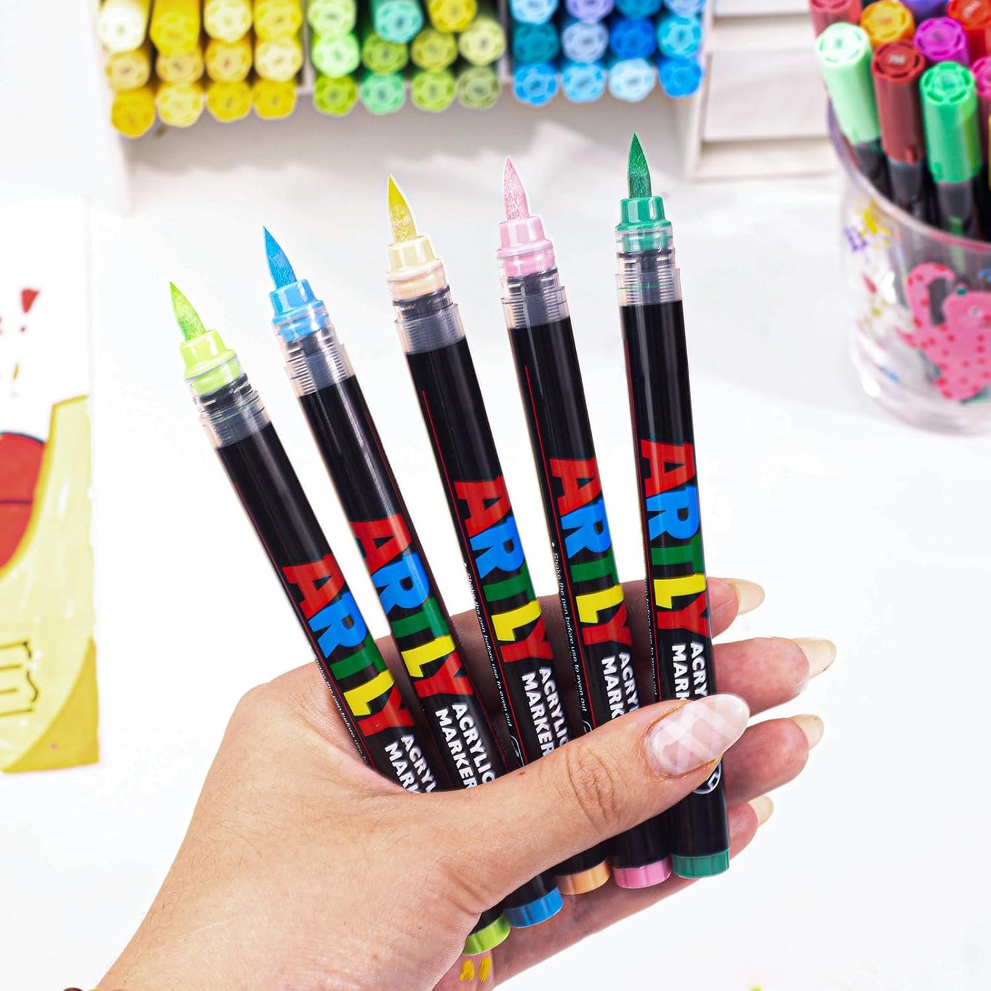 Acrylic Paint Markers, Acrylic Paint Pens, Fabric Markers for Textile, Rock, Glass, Wood, Paper, Ceramic, Canvas DIY Art Supplies Kit for Kids and Adults (120) - Crafty Corner