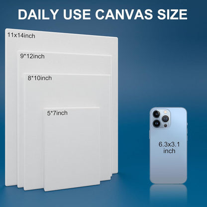 Stretched Canvases for Painting 11x14 Inch 7-Pack, 10 oz Triple Primed Acid-Free 100% Cotton Blank Canvas, Art Canvases for Oil Paint Acrylics Pouring & Wet Art Media, Pour Painting