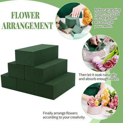 Aktor 48 Pcs Floral Foam Blocks for Fresh & Artificial Flower Arrangement, 8.8” x 4.1” x 2.7” Green Wet Foam for Wedding, Birthdays, Home, Office, and Garden Decorations