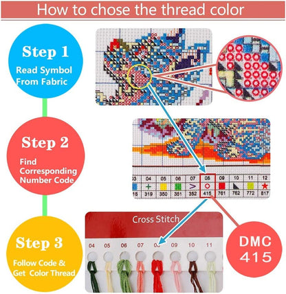 Cross Stitch Stamped Kit for Adults