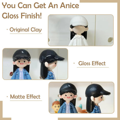 Air Dry Clay Glaze & Varnish 2-Pack (Matte & Gloss) - 100ml Each with Brush, Waterproof & Scratch Resistant Gloss Clay Varnish for Pottery/DIY Crafts/Sculptures