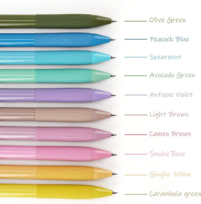 WRITECH Retractable Gel Pens Quick Dry Ink Pens Fine Point 0.5mm 10 Assorted Unique Vintage Colors For Journaling, Drawing, Doodling, and Notetaking (Vintage 2)