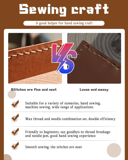 DIUDUS 218 Yards Upholstery Thread, Waxed Thread with Upholstery Needle, Heavy Duty Sewing Kit for Hand Sewing Carseat Sofa Leather Repair