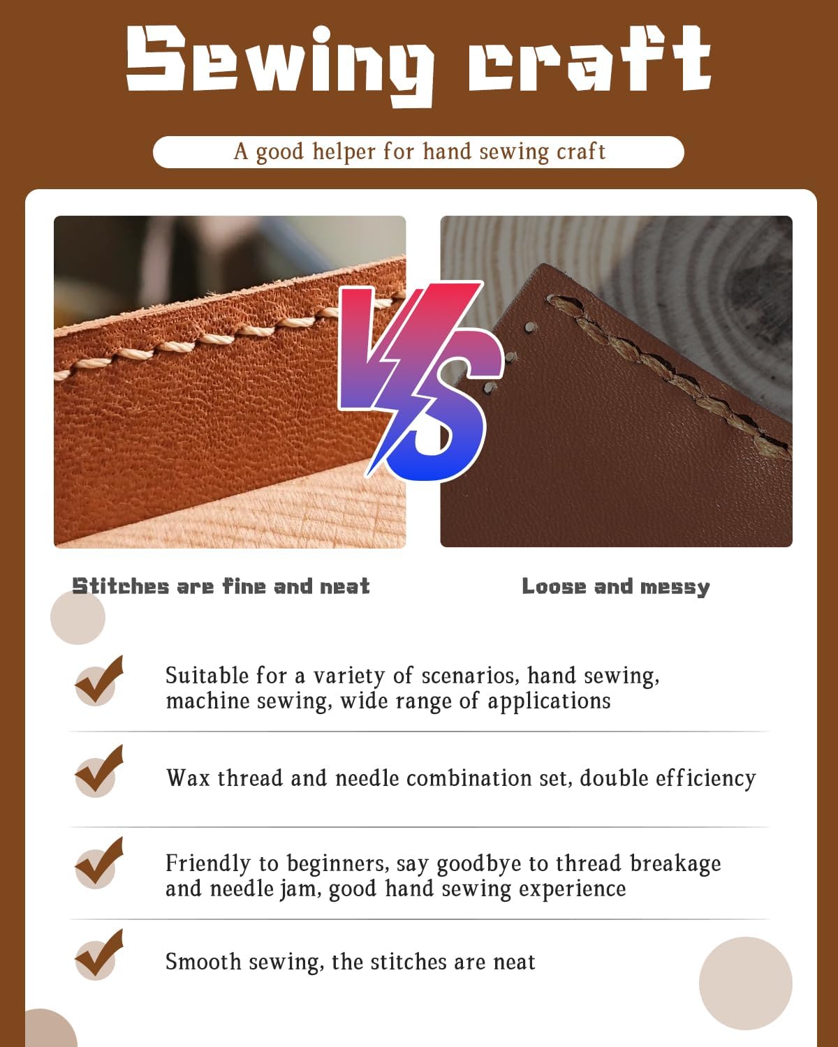 DIUDUS 218 Yards Upholstery Thread Heavy Duty, Waxed Leather Thread Sewing Kit with Heavy Duty Needles, Thread for Hand Sewing Leather Craft Repair Leather Shoes Bags Sofa (Red)