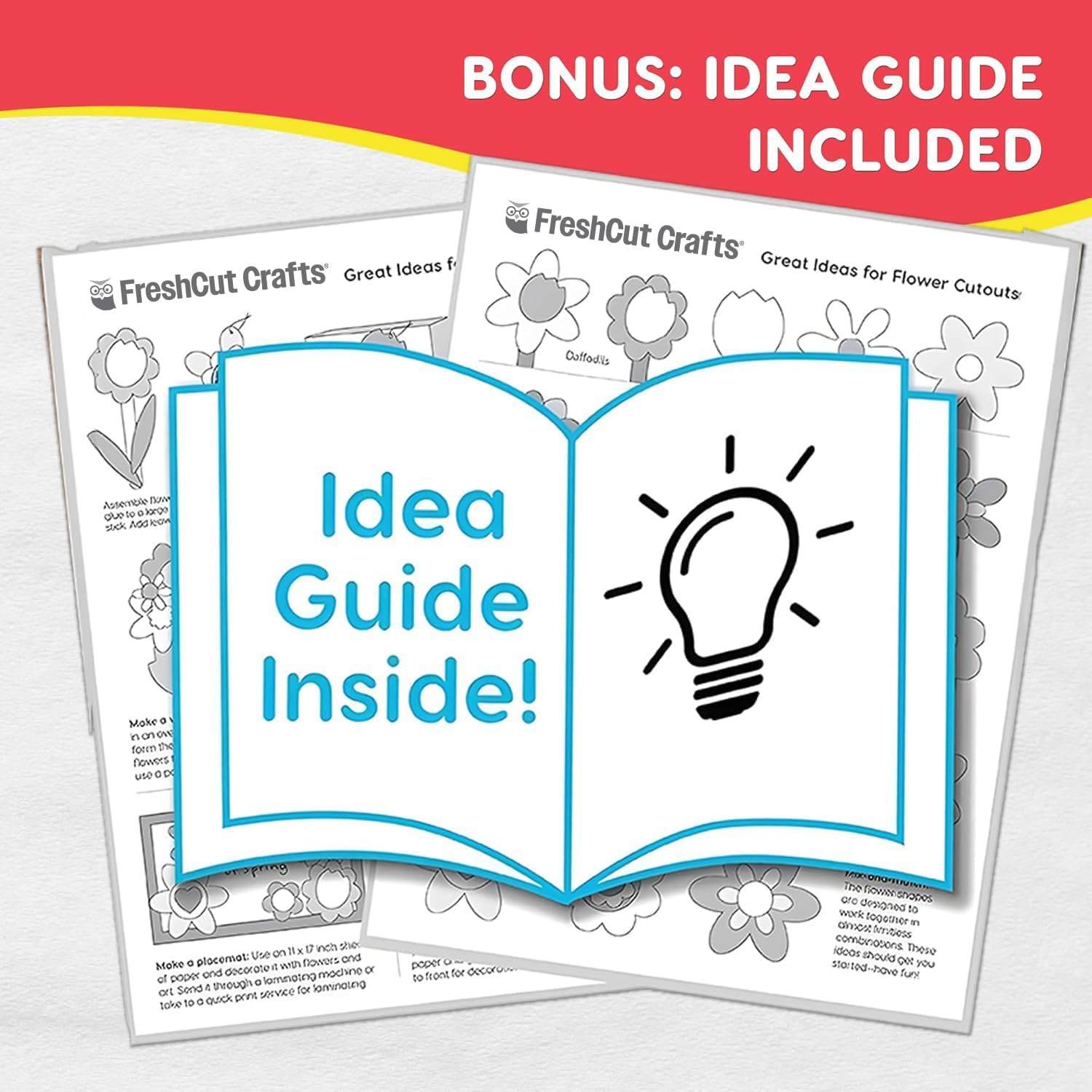 FreshCut Crafts: 280 Pieces of DIY Flower Cutouts with IDEA Guide - 2-Sided Punch Out Tulips, Daisies, Daffodils, Flowers Ideal for Spring Craft Projects, and Mother's Day DIY Gift Craft - Crafty Corner