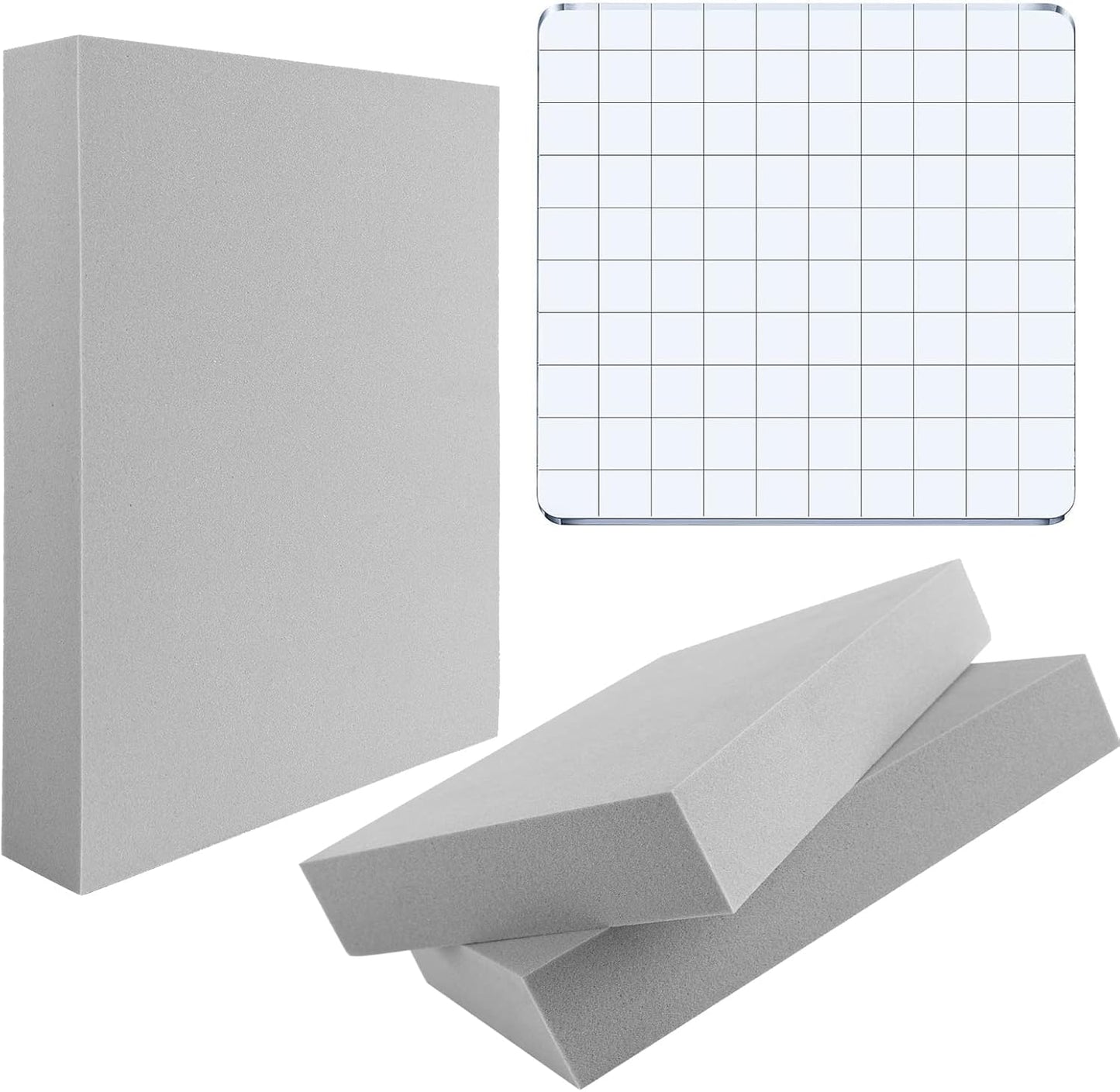 3 Pcs/Set 2Pcs Large Stamping Foam Grey Moldable Foam with 1 Pcs Acrylic Stamp Block Stamps Plastic Pad Cut and Dry Foam Stamping Foam Block for Sculpture, Modeling, DIY Arts and Handicrafts Projects - Crafty Corner