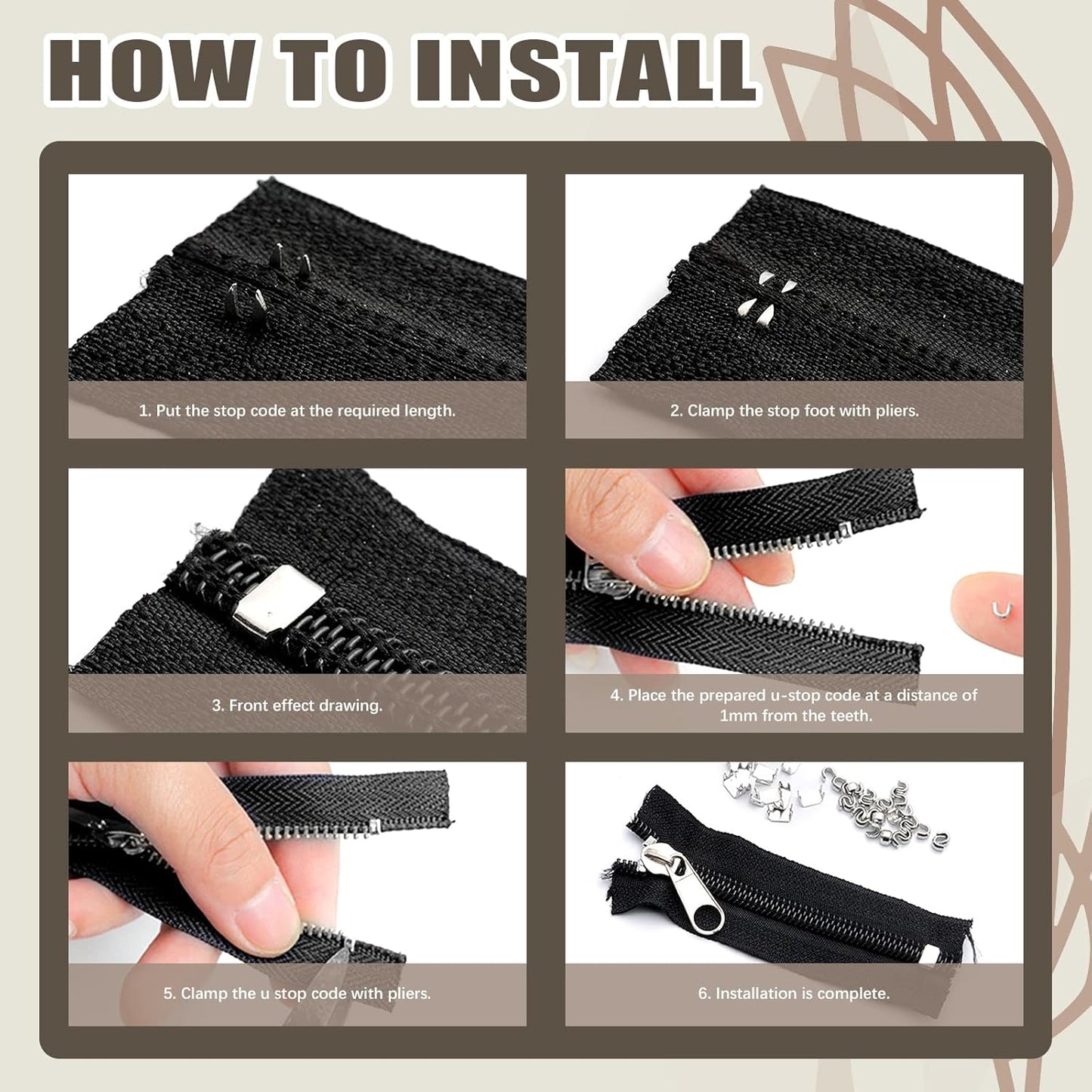 250Pcs Zipper Replacement Zipper Repair Fix Kit Zipper Slider Set for Fixing Luggage Bags, Coats, Jean, Jackets, Tents