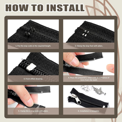 250Pcs Zipper Replacement Zipper Repair Fix Kit Zipper Slider Set for Fixing Luggage Bags, Coats, Jean, Jackets, Tents