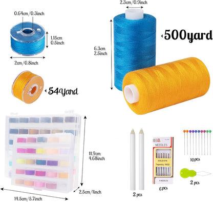 ilauke 80 Colors Sewing Thread, 164 Pcs Sewing Bobbins, 300 Yards Spools of Polyester Thread for Sewings Machine, Prewound Bobbins for Brother Singer Janome Machine with Supplies